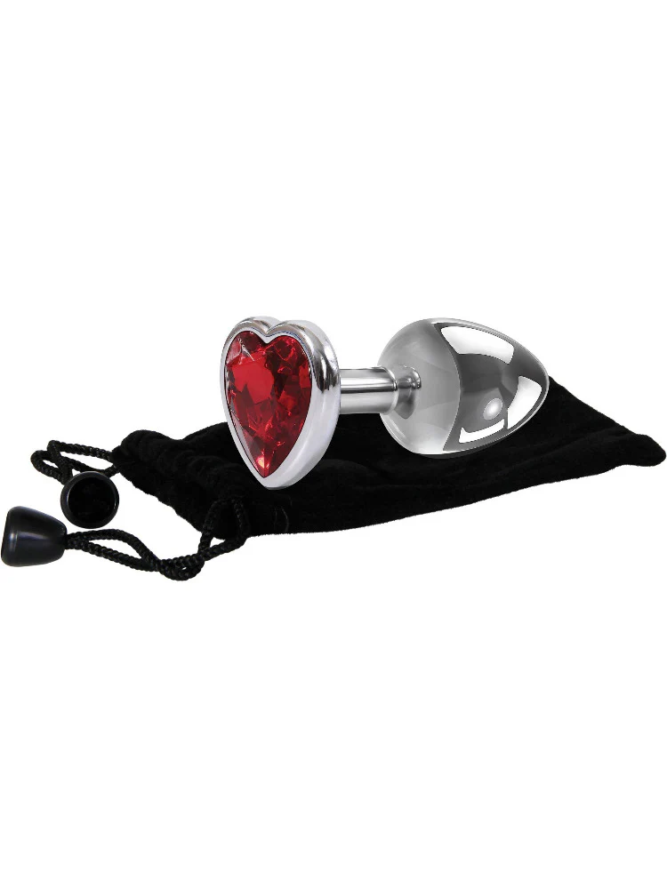 Adam & Eve Red Hearts Gem Metal Anal Plugs - Image 3
