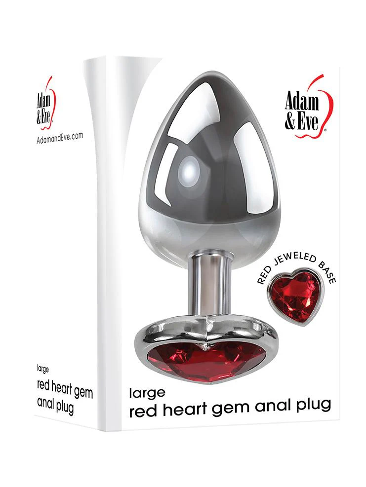Adam & Eve Red Hearts Gem Metal Anal Plugs - Image 6